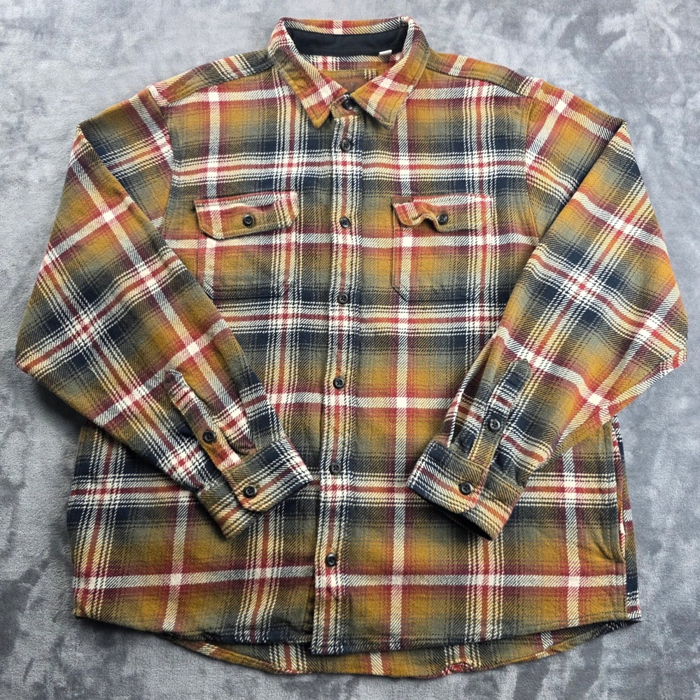 Orvis Flannel Shirt Mens XL Multicolor Plaid Heavyweight Cotton Button Down